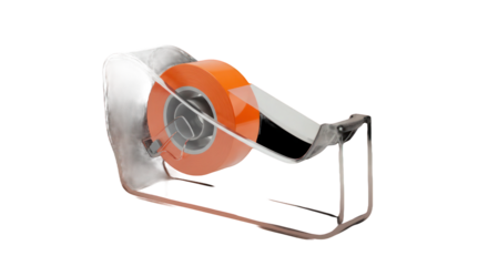 Translucent tape dispenser with orange tape