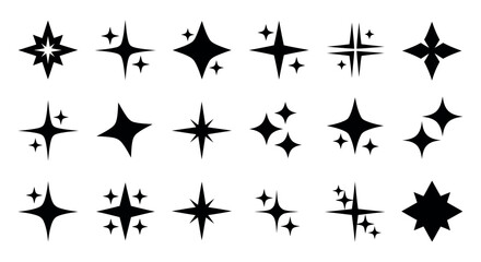 Vector art of collection of black sparkle icons