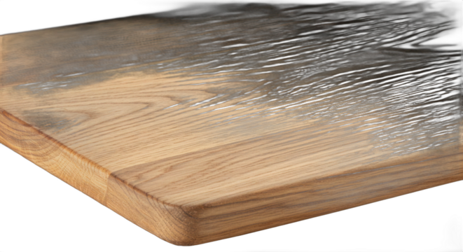 Varnished wooden cutting board closeup