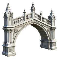 Obraz premium Ornate gothic archway stone bridge architectural detail majestic medieval structure facade isolated on transparent background