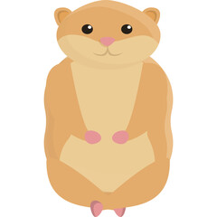 Cute Cartoon Hamster Standing On Hind Legs With Pink Paws And Pink Feet Against A Transparent Background