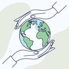 save the planet Save the planet concept, vector Earth in hands, minimal modern style.