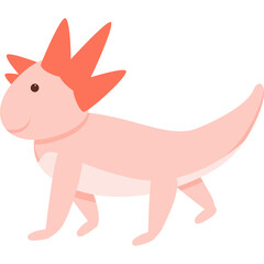 Cute Pink Axolotl With Coral Red Frills Walking On A Transparent Background In A Studio Lighting Style
