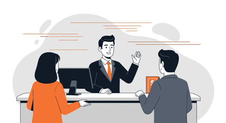 Friendly Bank Teller Welcomes Customers, Offering Assistance and Service in a Financial Setting