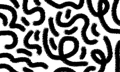 Black Curvy Scribble Line Abstract Pattern