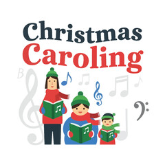 Family Christmas Caroling Together During Holiday Season.