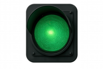 Traffic control light showing green signal for urban navigation, transportation, and progress on transparent background