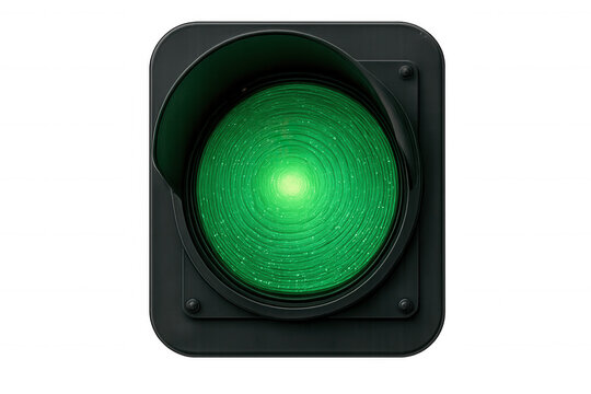 Traffic control light showing green signal for urban navigation, transportation, and progress on transparent background