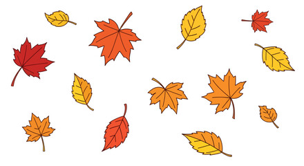 Obraz premium Autumn leaves falling in a gentle breeze.