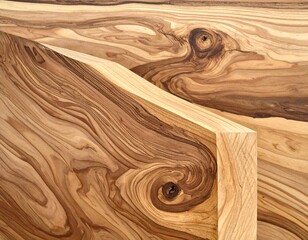 Close up of smooth, layered wood showing beautiful grain patterns and knots