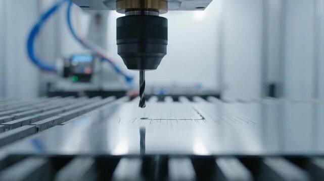 Magnet production precision drilling of metal components with CNC machine in clean manufacturing environment ensuring perfect magnetic alignment and tolerance