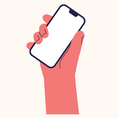 hand holding tilted smartphone illustration