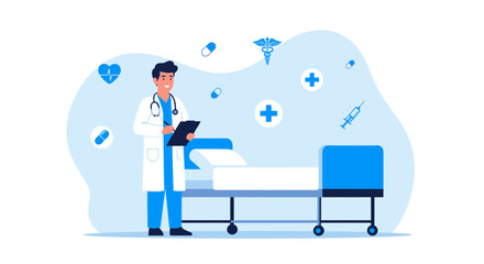 Naklejka premium Medical Professional at the Patient's Bedside, Illustrating Healthcare and Healing