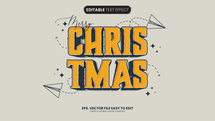 Editable text effect Christmas 3d Cartoon template style premium vector