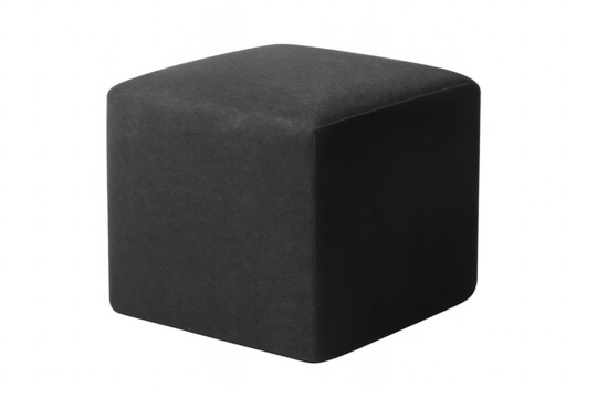 Black modern fabric ottoman isolated on transparent background