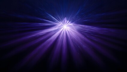 Abstract luminous burst of vibrant purple light radiating outwards from a central bright point against a dark background creating a sense of energy and wonder