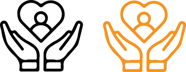 hand holding caring group ion love people design 