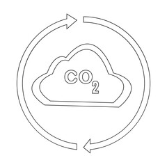 CO2 Cloud with Recycling Arrows Icon – Carbon Emission and Environmental Sustainability Concept
