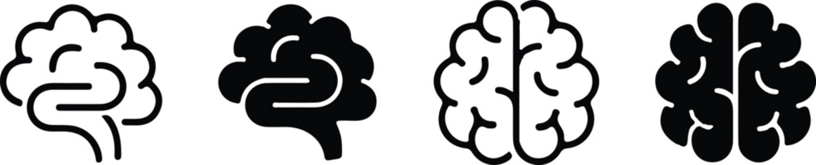 human brain icon set image design