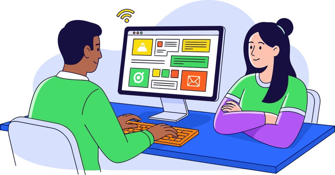 diverse team collaborating efficiently on digital content development and online tasks