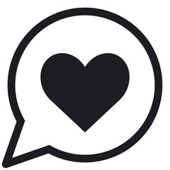 シンプルな丸い吹き出し　好き（線画・透過版）