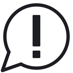 シンプルな丸い吹き出し　エクスクラメーションマーク（線画・透過版）