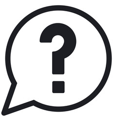 シンプルな丸い吹き出し　クエスチョンマーク　（線画・透過版）