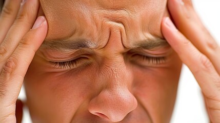 Fototapeta premium Man with intense headache signals potential stroke risk urgent medical evaluation advised