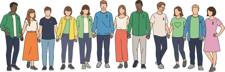 Obraz premium empathy in action diverse people holding hands, symbolizing global solidarity