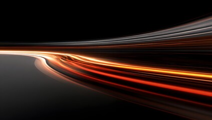Abstract streaks of light motion blur on a dark background representing speed and technology with a futuristic glow