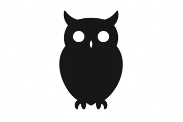 Black owl silhouette icon representing wisdom and knowledge
