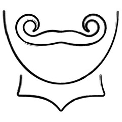 mustache icon, brush strokes, vector illustration on white background.