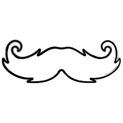 mustache icon, brush strokes, vector illustration on white background.
