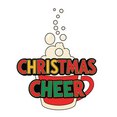 Obraz premium Christmas Cheer Festive Mug with Bubbles and Foam.