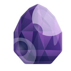 Purple Gemstone Crystal Faceted Object with Light Reflections Transparent Background