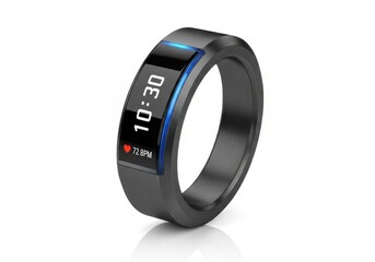 Modern fitness tracker smartwatch with digital display showing time and activity metrics