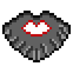 Beard with pixel art isolated on white background