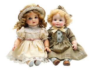  antique doll with a doll isolated on white background ,PNG. AI Generated 