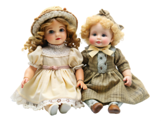  antique doll with a doll isolated on white background ,PNG. AI Generated 