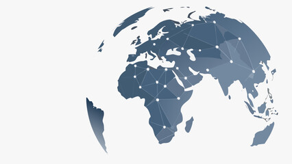Globe illustration showing africa europe and asia with network connections over the continents view from space