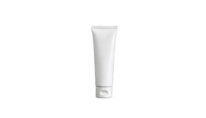 A sleek white tube designed for cosmetic or personal care products, featuring a flip-top cap for easy dispensing.