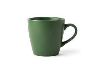 Stylish green ceramic coffee mug with dark handle for morning beverages