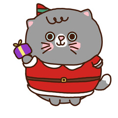 Kawaii Cat Christmas PNG.