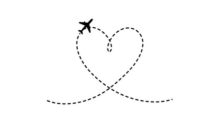 Love for Travel - Airplane Heart Trail Illustration.