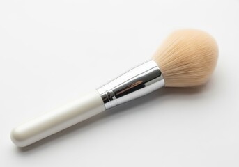Professional makeup brush with soft bristles and silver handle for flawless beauty application