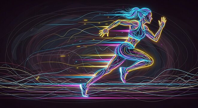 Neon Runner - A Vibrant Display of Speed and Agility. - Powered by Adobe