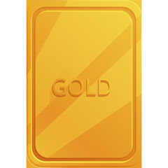 Shiny Gold Bar With Embossed Word Gold And Diagonal Stripes On Transparent Background Simple Flat Design