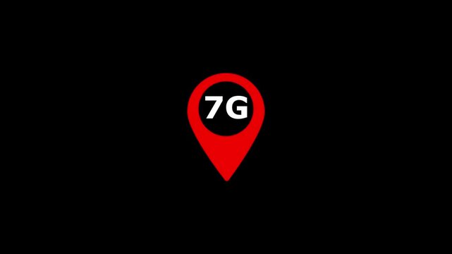 Global network high speed connection data rate technology. Location 7G new wireless internet wifi connection icon isolated on black background.