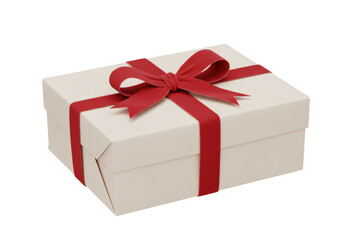 Obraz premium Elegant Gift Box with Red Ribbon PNG Isolated on Transparent Background Present for Holiday Celebration