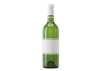 Green wine bottle PNG illustration isolated on transparent background Mockup for branding and design Alcohol drink